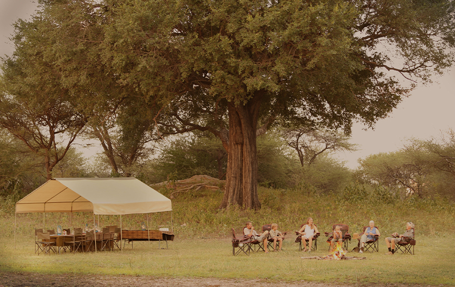 Relaxing around camp in Botswana with Letaka