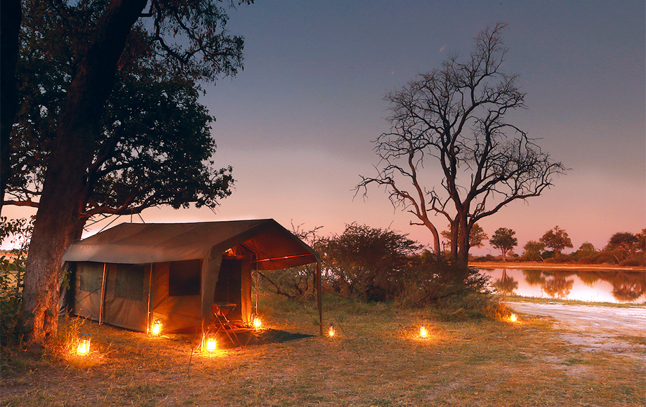 Mobile Camp at Sunset in Botswana