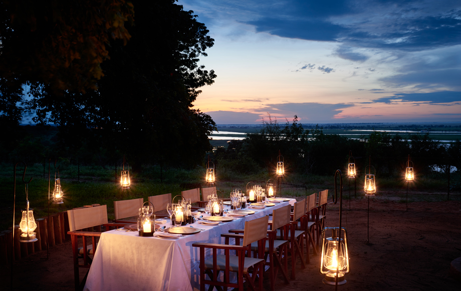 Outdoor dinner at Chobe Chilwero