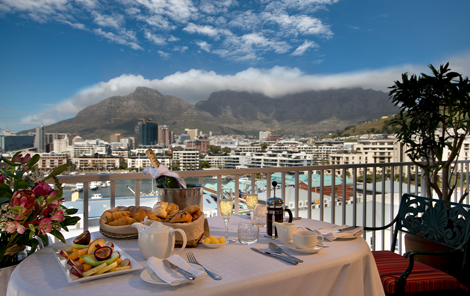 View of Table Mountain at The Commodore Hotel in Cape Town
