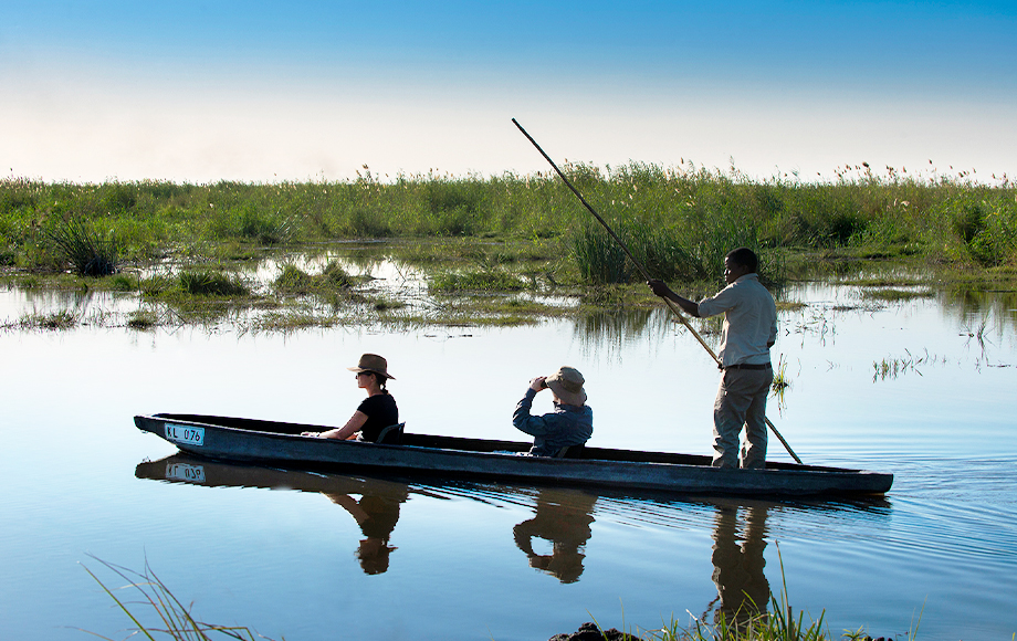 Canoeing along the Linyanti River in Botswana