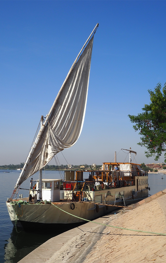 The Princess Grace Dahabiya docked along the Nile