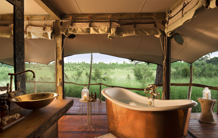 Pool with a view at Luxury Somalisa Camp in Hwange National Park in Zimbabwe