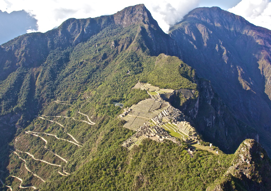 View from Huayna Picchu looking down onto Machu Picchu