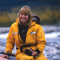Sara Sara in boat in Alaska