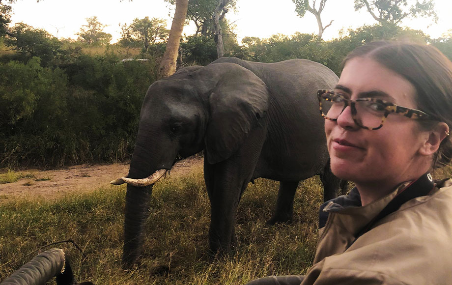 Georgia with elephant in Africa