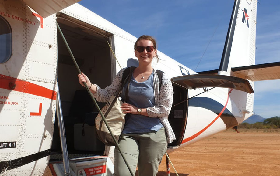 Jess in Kenya boarding a small plane