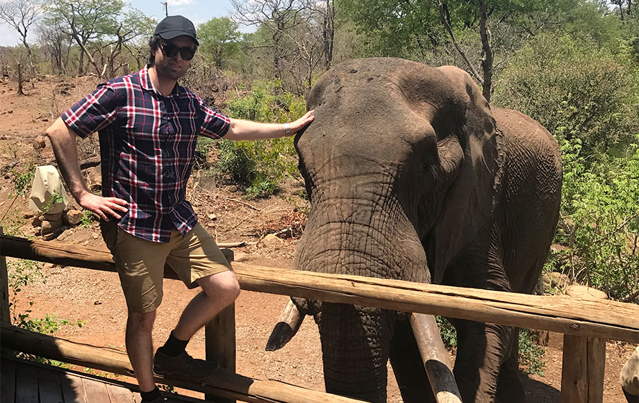 Michael patting Elephant