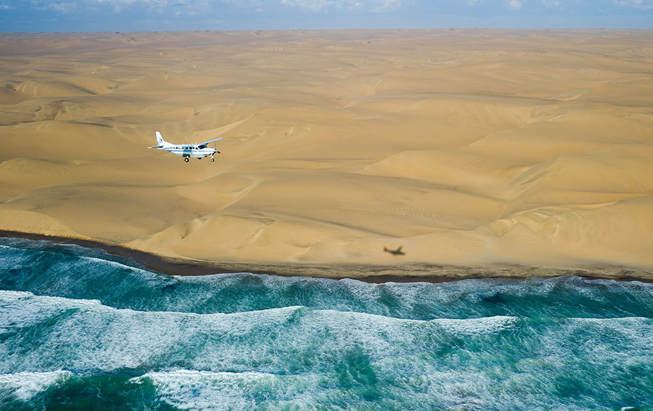 Flying over the Skeleton Coast in Namibia