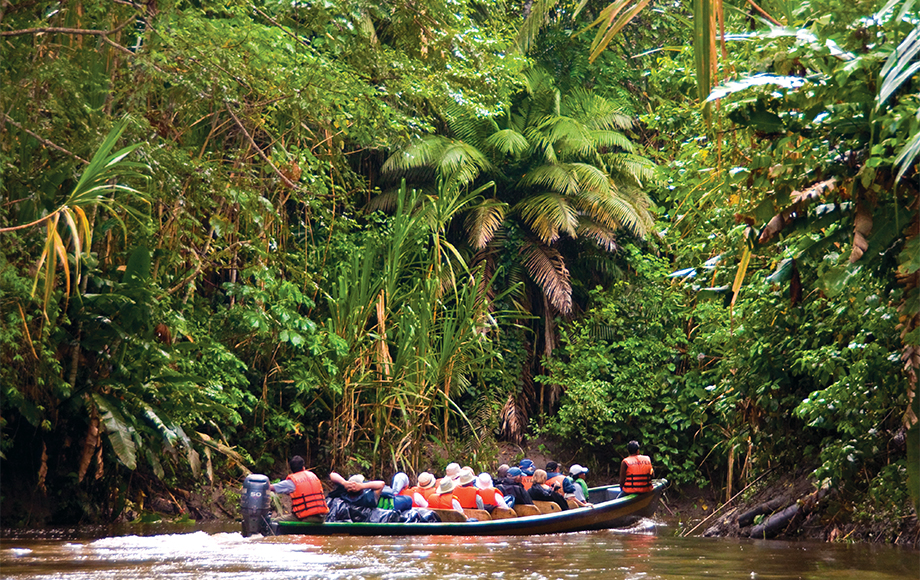 Cruising down the Amazon River by Boat