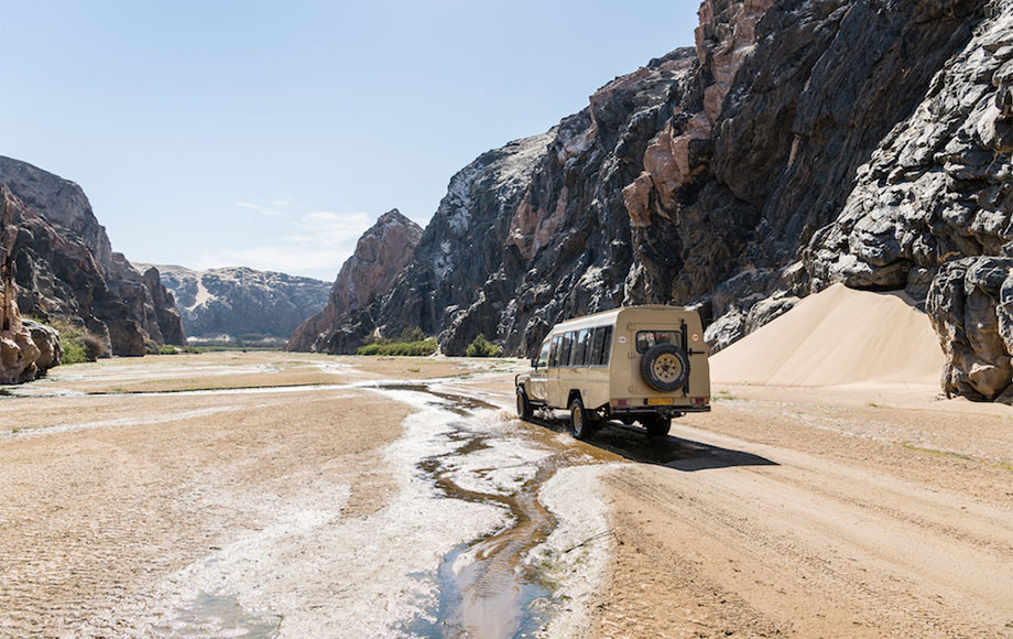 Driving through the riverbed