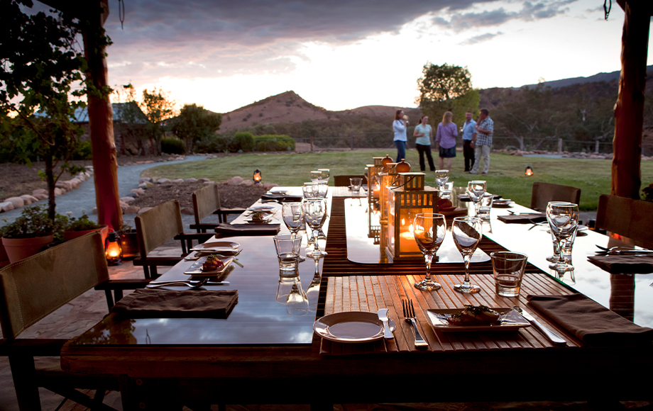 Arkaba Homestead dining outside Arkaba Homestead dining outside