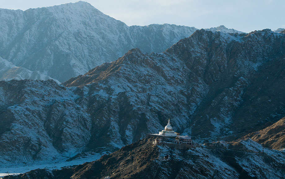 Shanti Stupa in India Himalayas