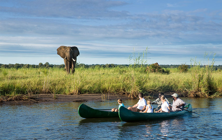 Tembo Plains Canoeing next to elephants