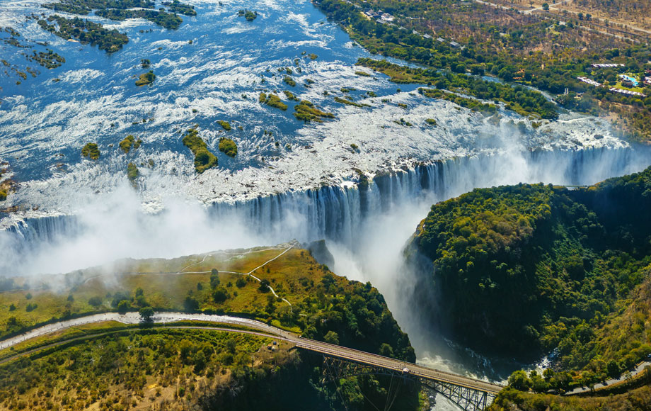 A photo of Victoria Falls from Helicopter