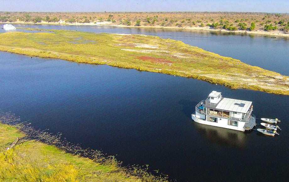 Cruising dpwn the Chobe River onboard the Chobe Princess