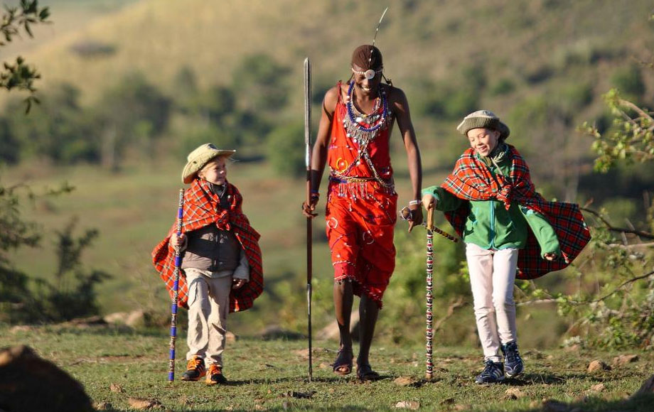 Masai Warrior with children