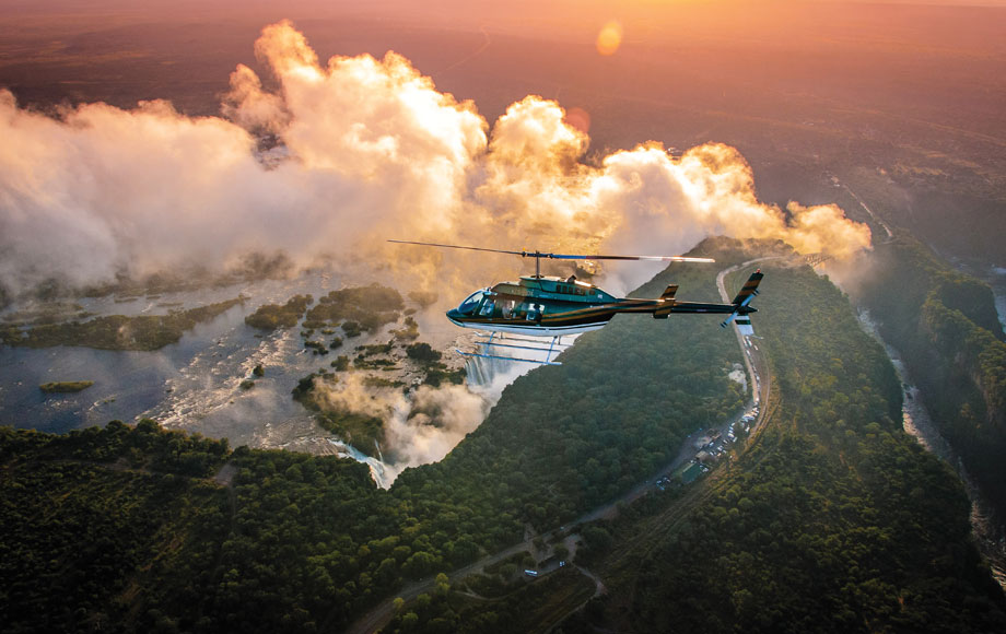 Helicopter flight over Victoria Falls